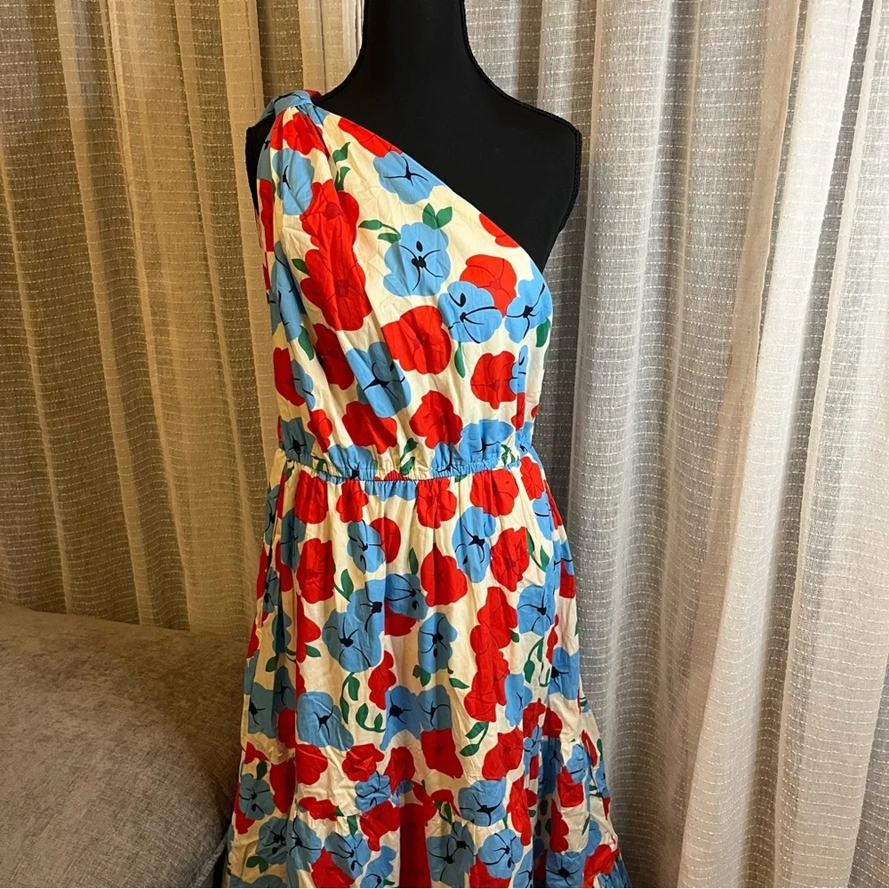 English Factory One-Shoulder Ric Rac Long Dress NWT Size Large - Picture 5 of 11